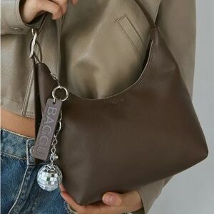 Baggu Mini Recycled Leather Shoulder Bag in Brown